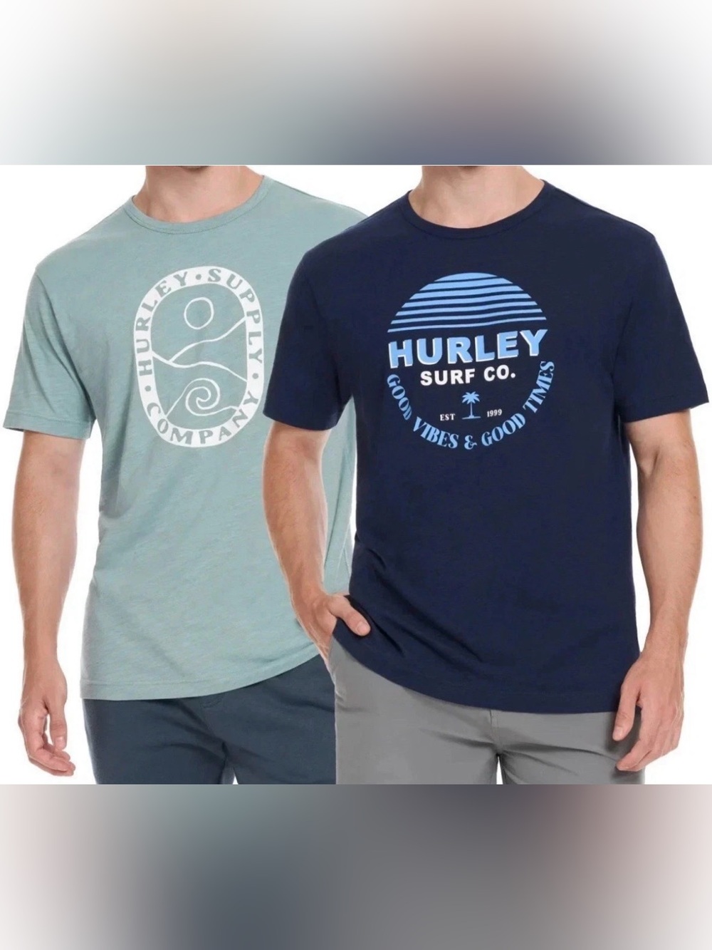 2-Pack HURLEY Men's Classic Graphic Tee T-Shirt DARK BLUE/BLUE Logo Cotton New
